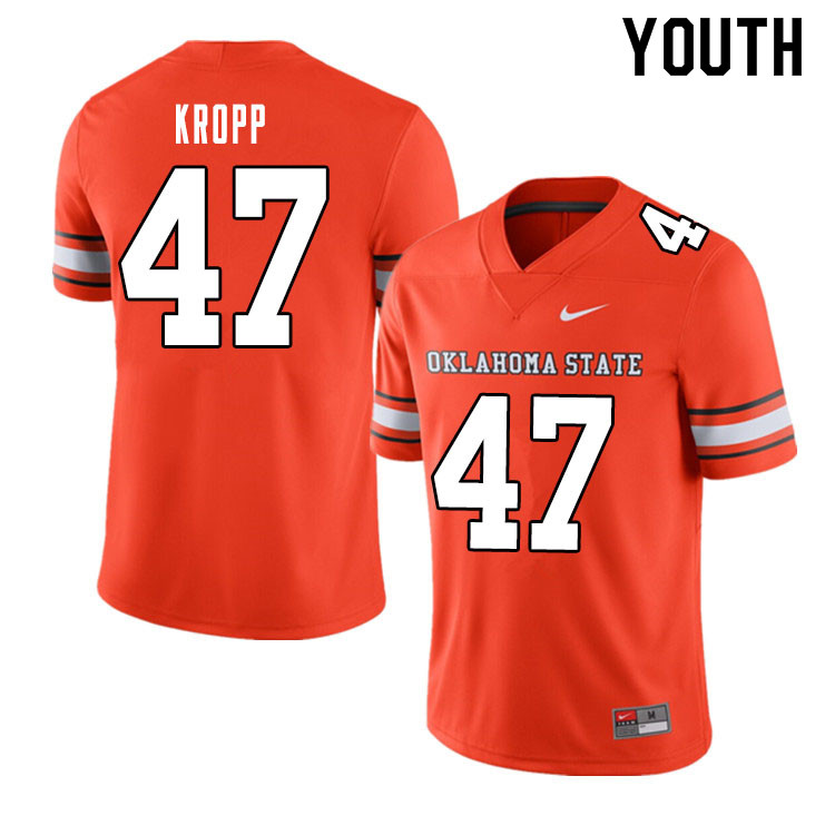 Youth #47 Carson Kropp Oklahoma State Cowboys College Football Jerseys Sale-Alternate Orange - Click Image to Close
